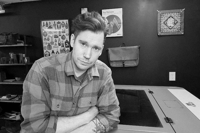 Justin in his laser workshop